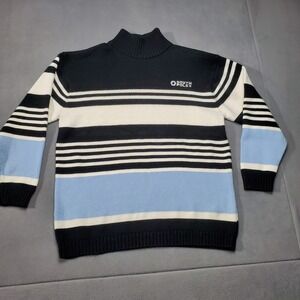 Southpole Sweater Blue Black White Striped Vintage Embroidered Hip Hop 90s Y2K